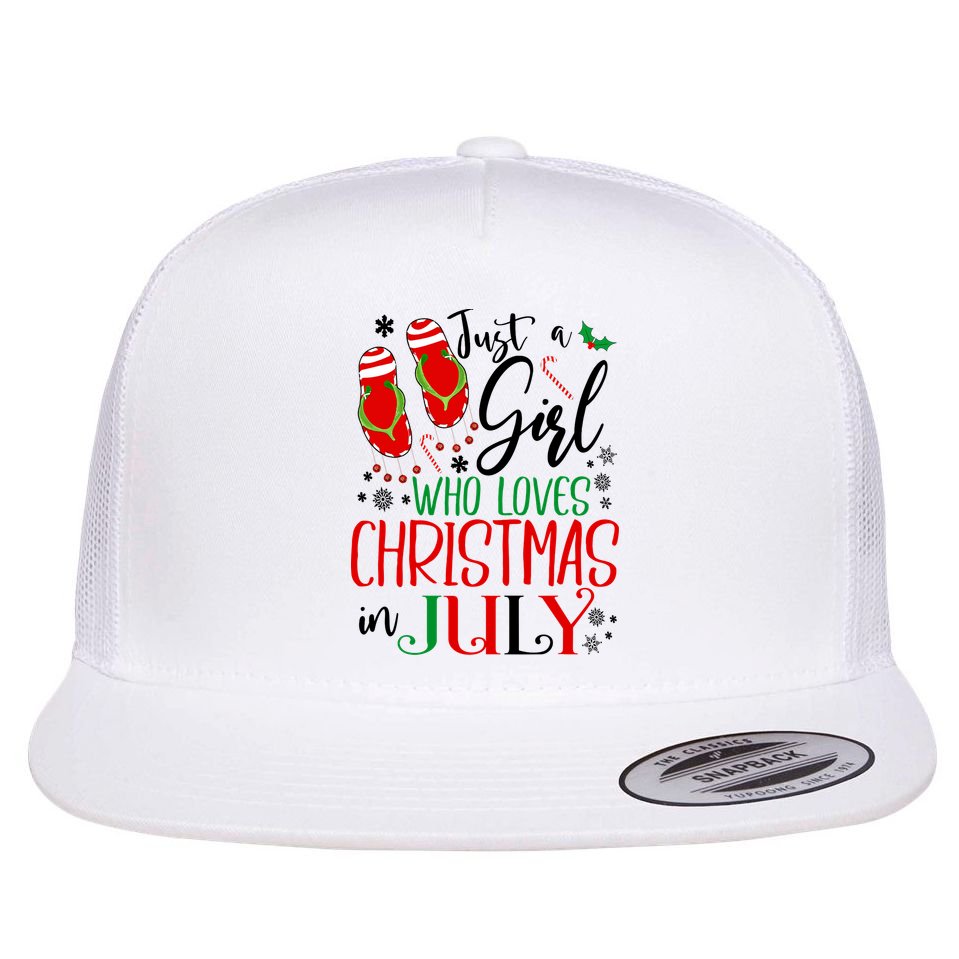 Christmas in July Just A Girl Who Loves Christmas In July Flat Bill Trucker Hat