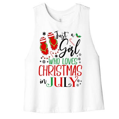 Christmas in July Just A Girl Who Loves Christmas In July Women's Racerback Cropped Tank