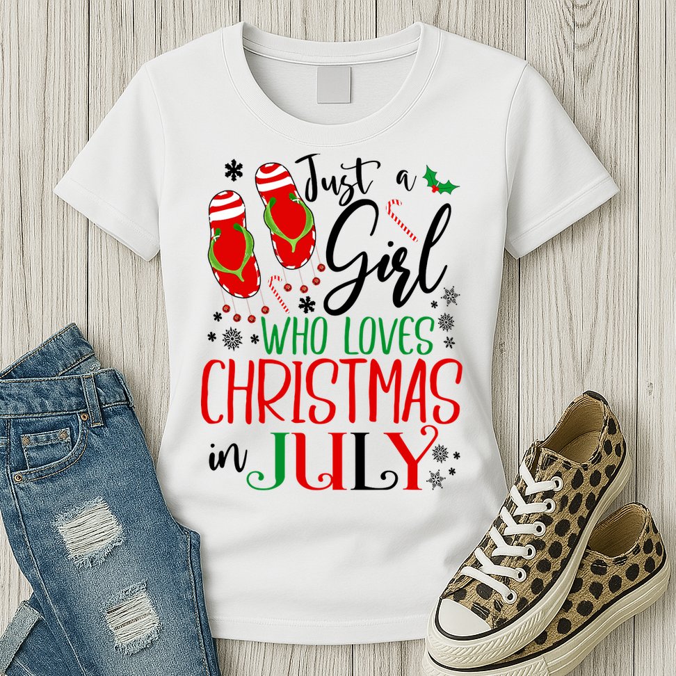 Christmas in July Just A Girl Who Loves Christmas In July Womens T-Shirt