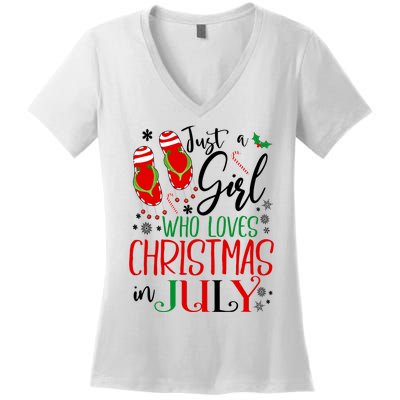 Christmas in July Just A Girl Who Loves Christmas In July Women's V-Neck T-Shirt