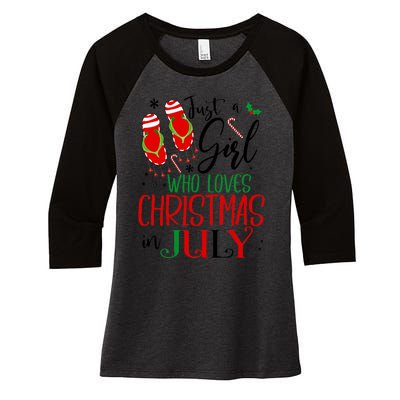 Christmas in July Just A Girl Who Loves Christmas In July Women's Tri-Blend 3/4-Sleeve Raglan Shirt