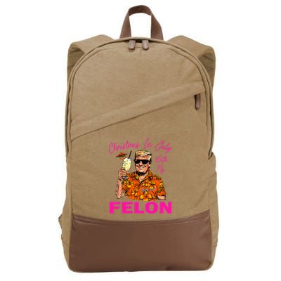 Christmas In July With My Felon Trump 2024 Summer Vacation Cotton Canvas Backpack