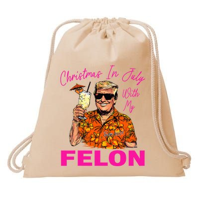 Christmas In July With My Felon Trump 2024 Summer Vacation Drawstring Bag
