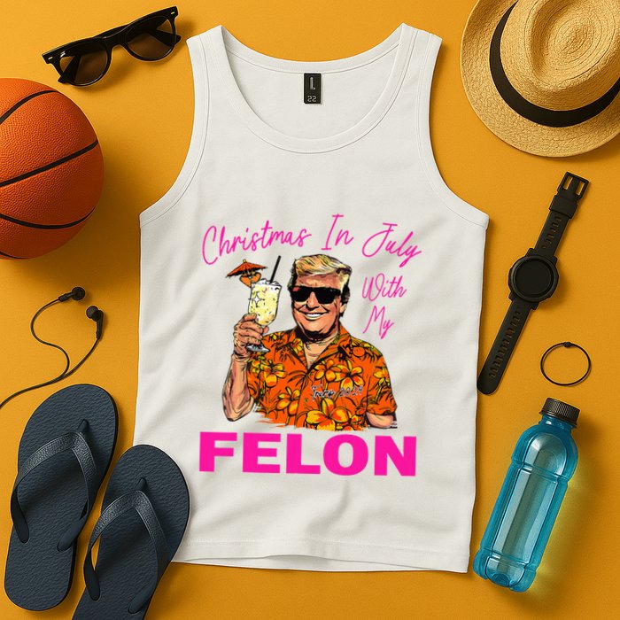 Christmas In July With My Felon Trump 2024 Summer Vacation Tank Top