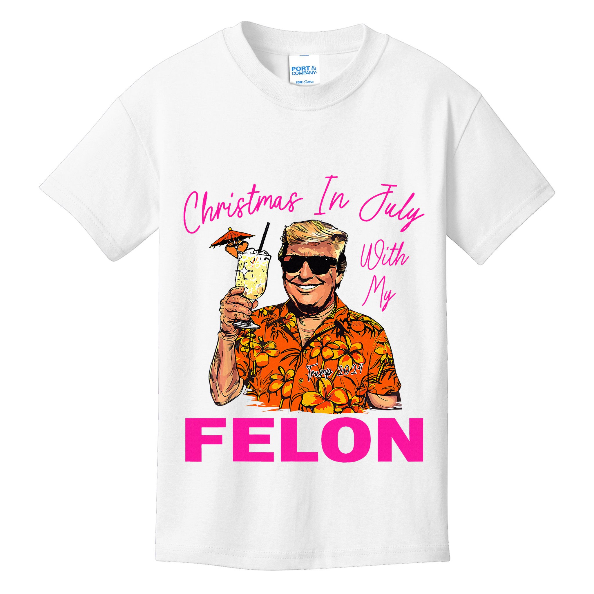 Christmas In July With My Felon Trump 2024 Summer Vacation Kids T-Shirt