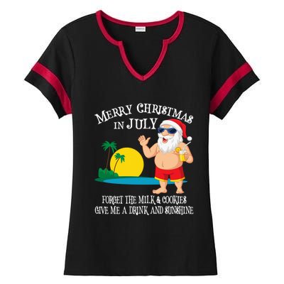 Christmas In July Pool Party Santa Vacation Gift Ladies Halftime Notch Neck Tee