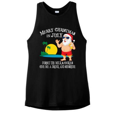 Christmas In July Pool Party Santa Vacation Gift Ladies PosiCharge Tri-Blend Wicking Tank