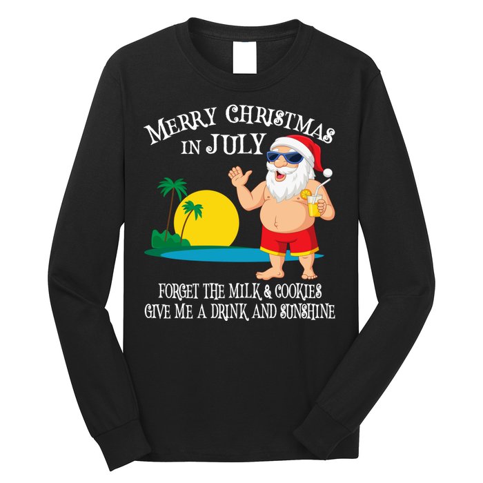 Christmas In July Pool Party Santa Vacation Gift Long Sleeve Shirt