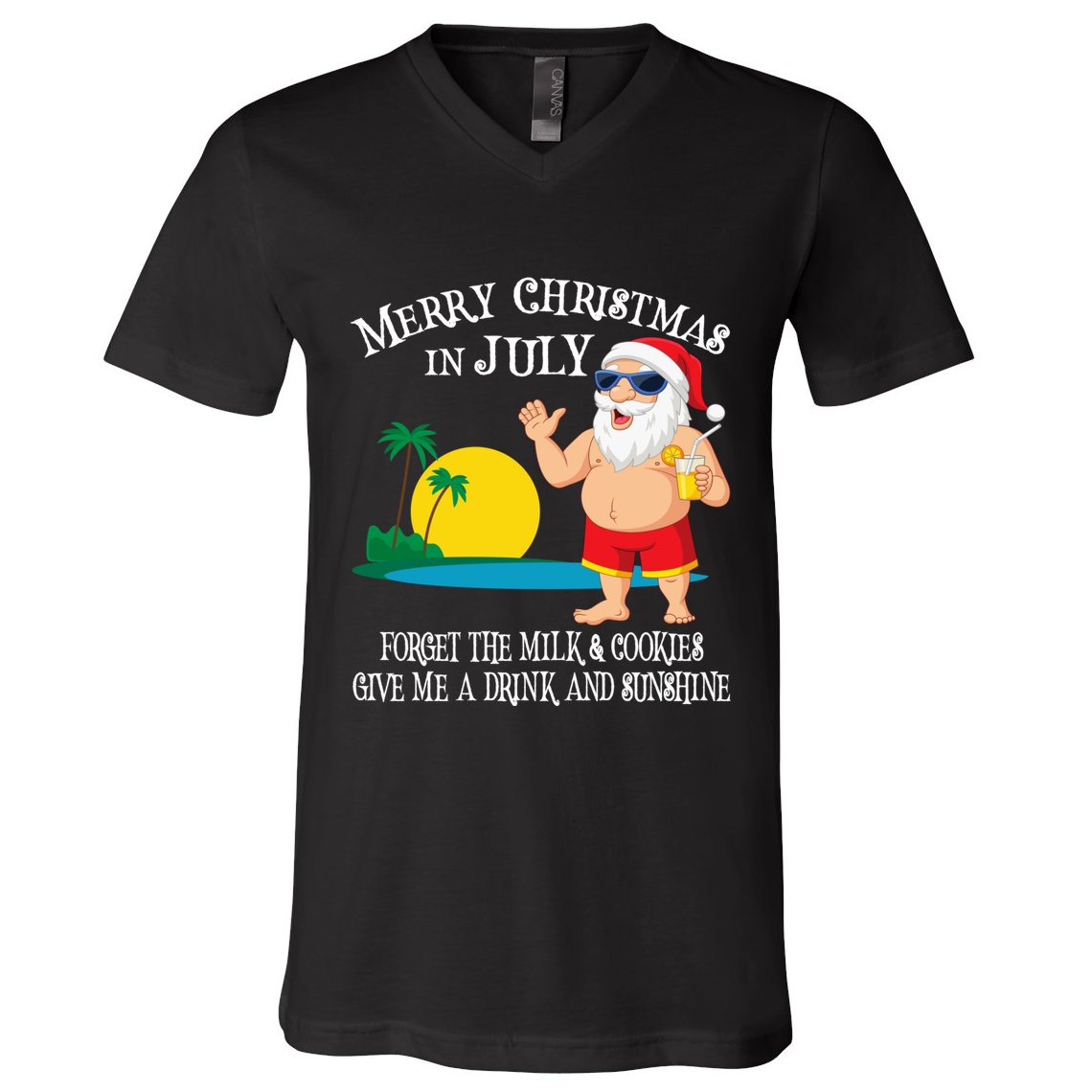 Christmas In July Pool Party Santa Vacation Gift V-Neck T-Shirt