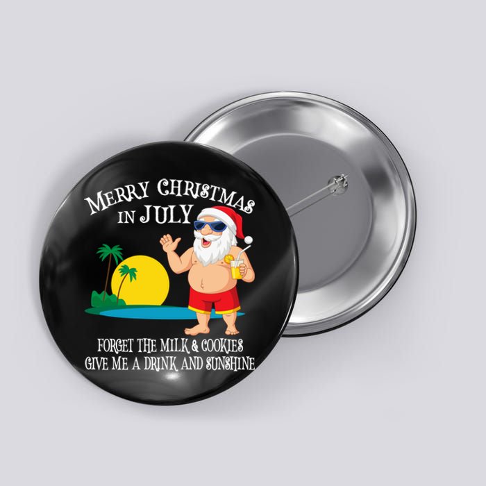 Christmas In July Pool Party Santa Vacation Gift Button