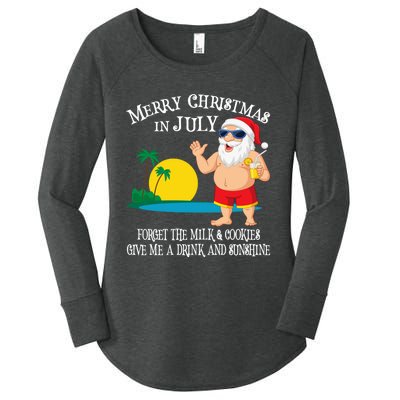 Christmas In July Pool Party Santa Vacation Gift Women's Perfect Tri Tunic Long Sleeve Shirt