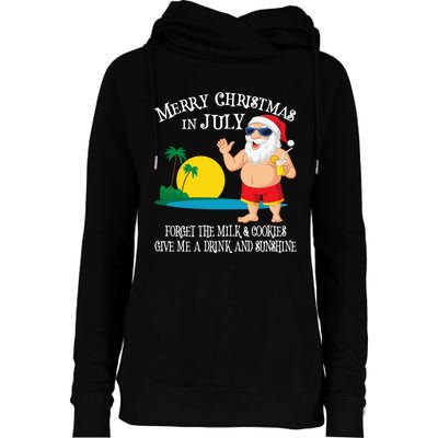 Christmas In July Pool Party Santa Vacation Gift Womens Funnel Neck Pullover Hood