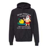 Christmas In July Pool Party Santa Vacation Gift Premium Hoodie