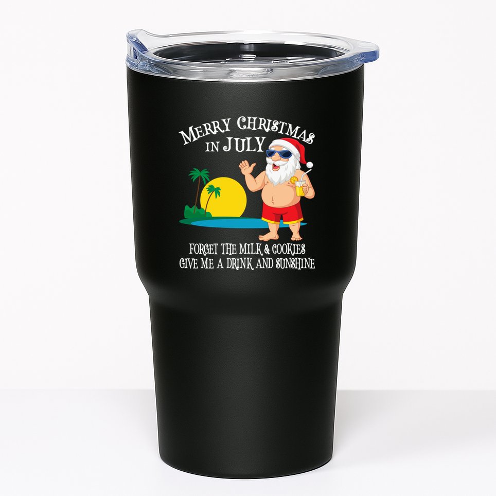 Christmas In July Pool Party Santa Vacation Gift Tumbler