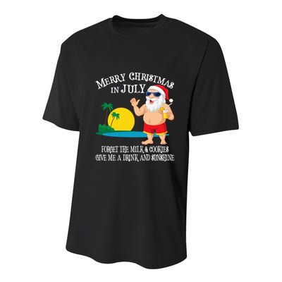Christmas In July Pool Party Santa Vacation Gift Youth Performance Sprint T-Shirt