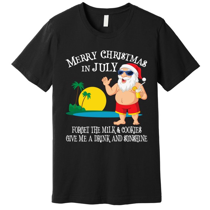 Christmas In July Pool Party Santa Vacation Gift Premium T-Shirt