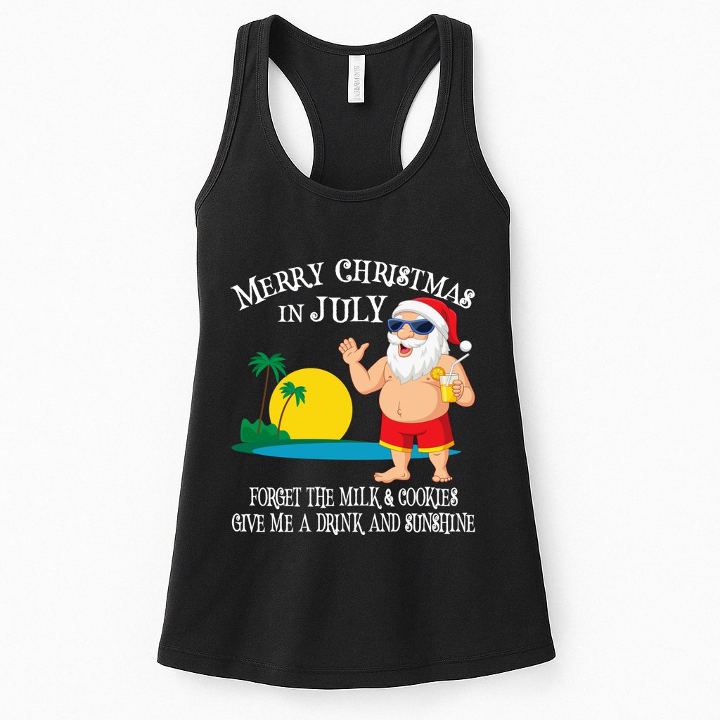 Christmas In July Pool Party Santa Vacation Gift Womens Tank Top