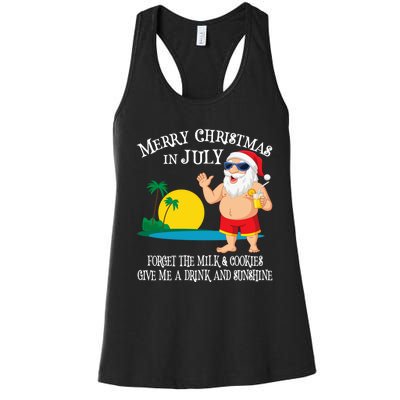 Christmas In July Pool Party Santa Vacation Gift Women's Racerback Tank