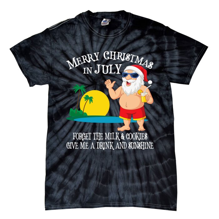 Christmas In July Pool Party Santa Vacation Gift Tie-Dye T-Shirt