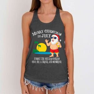 Christmas In July Pool Party Santa Vacation Gift Women's Knotted Racerback Tank