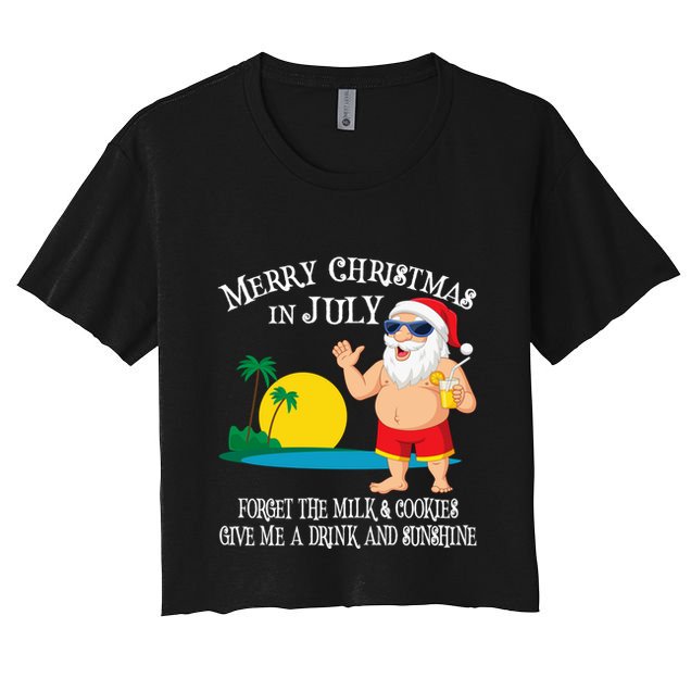Christmas In July Pool Party Santa Vacation Gift Crop Top