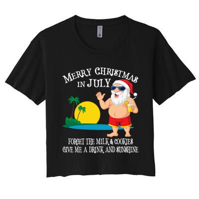 Christmas In July Pool Party Santa Vacation Gift Women's Crop Top Tee