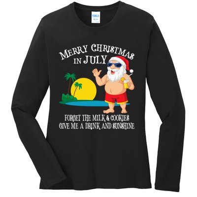 Christmas In July Pool Party Santa Vacation Gift Ladies Long Sleeve Shirt