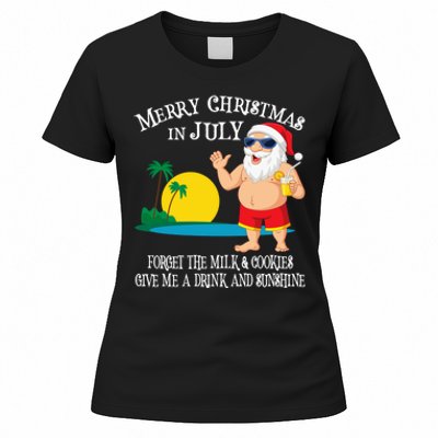 Christmas In July Pool Party Santa Vacation Gift Women's T-Shirt