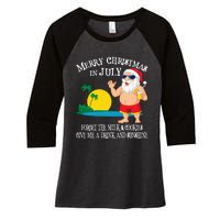 Christmas In July Pool Party Santa Vacation Gift Women's Tri-Blend 3/4-Sleeve Raglan Shirt