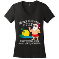 Christmas In July Pool Party Santa Vacation Gift Women's V-Neck T-Shirt