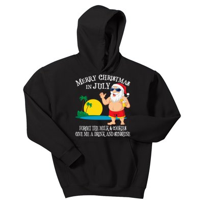 Christmas In July Pool Party Santa Vacation Gift Kids Hoodie