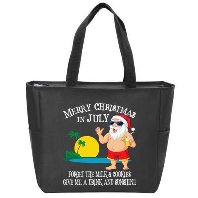 Christmas In July Pool Party Santa Vacation Gift Zip Tote Bag