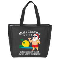 Christmas In July Pool Party Santa Vacation Gift Zip Tote Bag