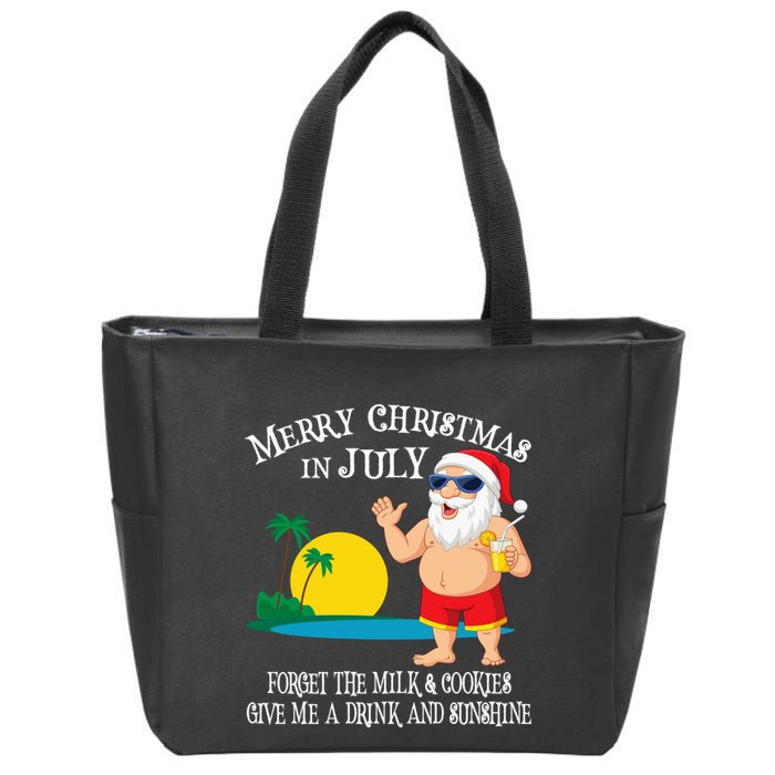 Christmas In July Pool Party Santa Vacation Gift Zip Tote Bag