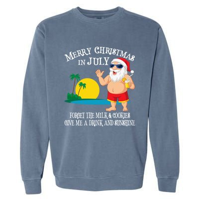 Christmas In July Pool Party Santa Vacation Gift Garment-Dyed Sweatshirt