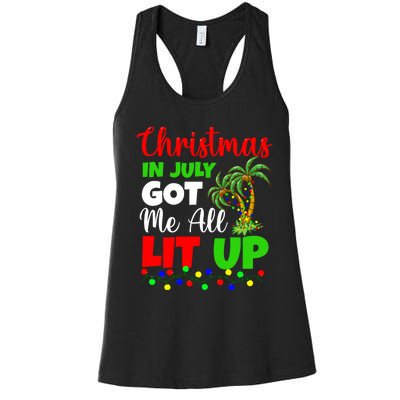 Christmas In July Got Me All Lit Up Women's Racerback Tank