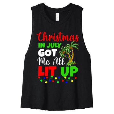 Christmas In July Got Me All Lit Up Women's Racerback Cropped Tank