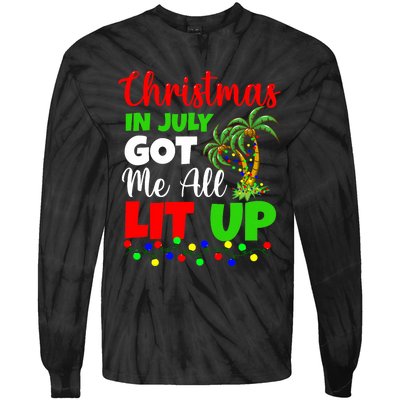 Christmas In July Got Me All Lit Up Tie-Dye Long Sleeve Shirt