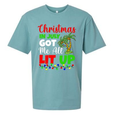 Christmas In July Got Me All Lit Up Sueded Cloud Jersey T-Shirt