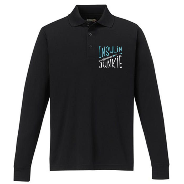 Cool Insulin Junkie Funny Diabetes Awareness Gift Performance Long Sleeve Polo