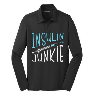 Cool Insulin Junkie Funny Diabetes Awareness Gift Silk Touch Performance Long Sleeve Polo