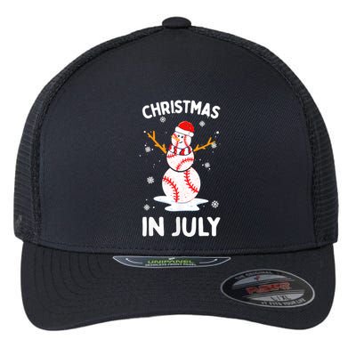 Christmas In July Funny Baseball Snowman Flexfit Unipanel Trucker Cap