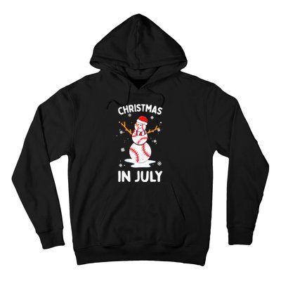 Christmas In July Funny Baseball Snowman Hoodie