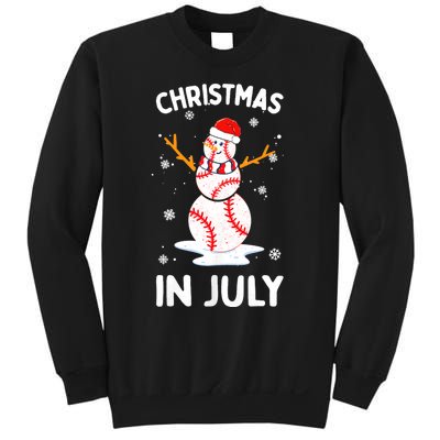 Christmas In July Funny Baseball Snowman Sweatshirt