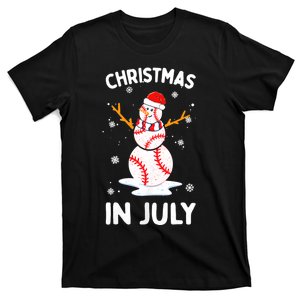 Christmas In July Funny Baseball Snowman T-Shirt