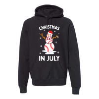 Christmas In July Funny Baseball Snowman Premium Hoodie