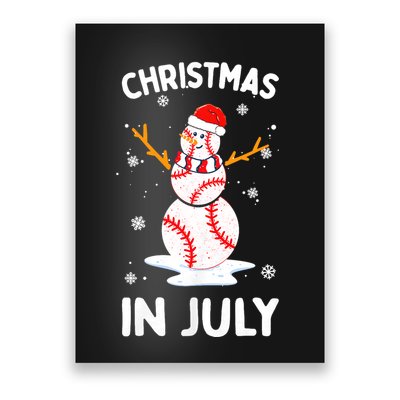 Christmas In July Funny Baseball Snowman Poster