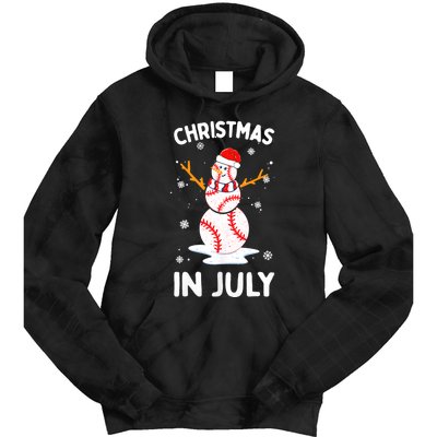 Christmas In July Funny Baseball Snowman Tie Dye Hoodie