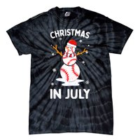 Christmas In July Funny Baseball Snowman Tie-Dye T-Shirt