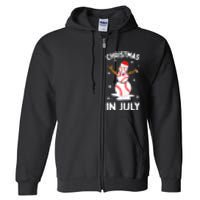 Christmas In July Funny Baseball Snowman Full Zip Hoodie